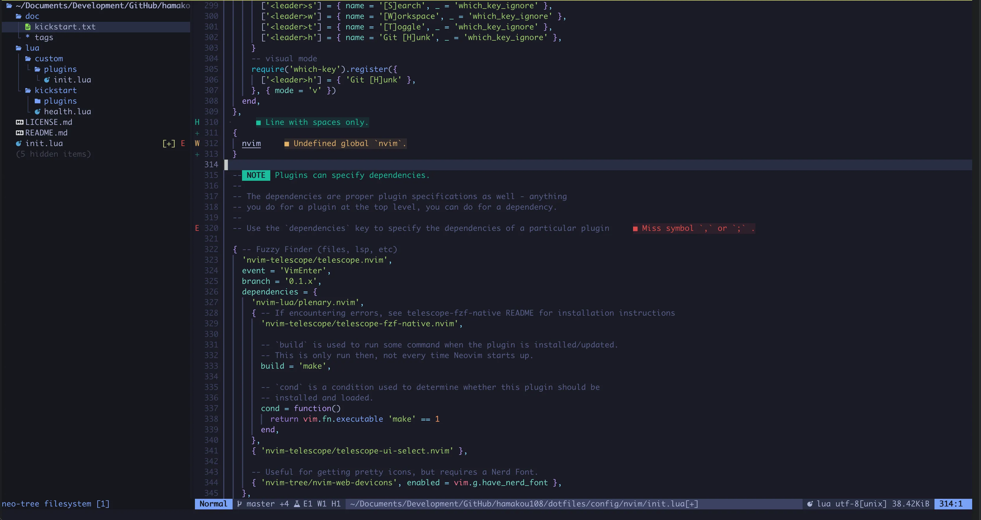 構文エラーチェックの機能を試している様子